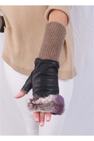 Guanti senza dita in pelle foderati in cachemere e lapin Capri Gloves | CG701VIOLA